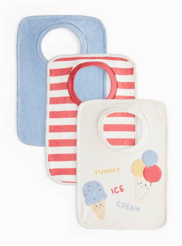 Ice Cream Print Popover Bibs 3 Pack One Size